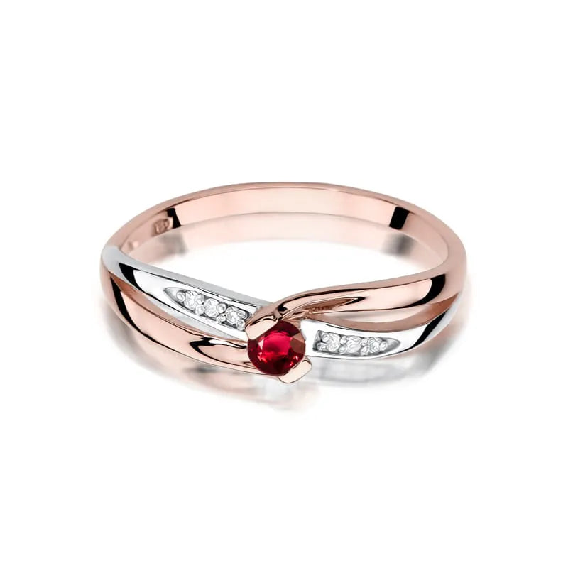 Gold Ring with 0.15ct Ruby and 0.03ct Diamonds