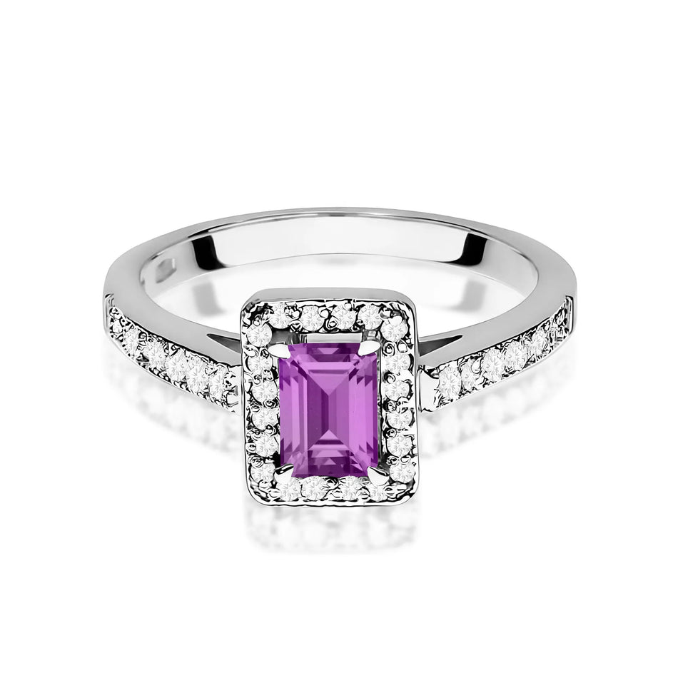 Goldring mit 0,50 ct Amethyst und 0,22 ct Diamanten