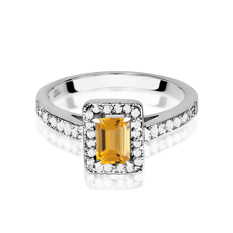 Goldring mit 0,60 ct Citrin und 0,22 ct Diamanten