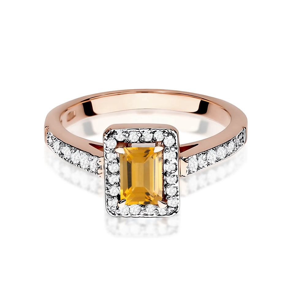 Gold Ring with 0.60ct Citrin and 0.22ct Diamonds