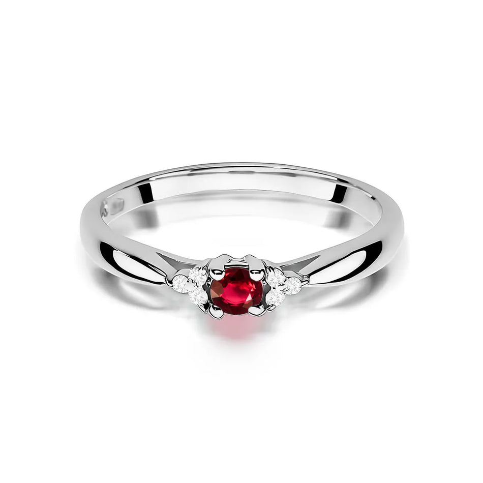 Goldring mit 0,15 ct Rubin und 0,03 ct Diamanten