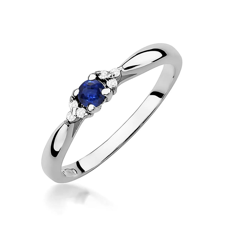 Goldring mit 0,15 ct Saphir und 0,03 ct Diamanten