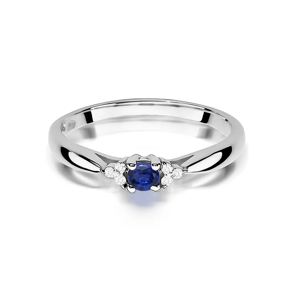 Goldring mit 0,15 ct Saphir und 0,03 ct Diamanten