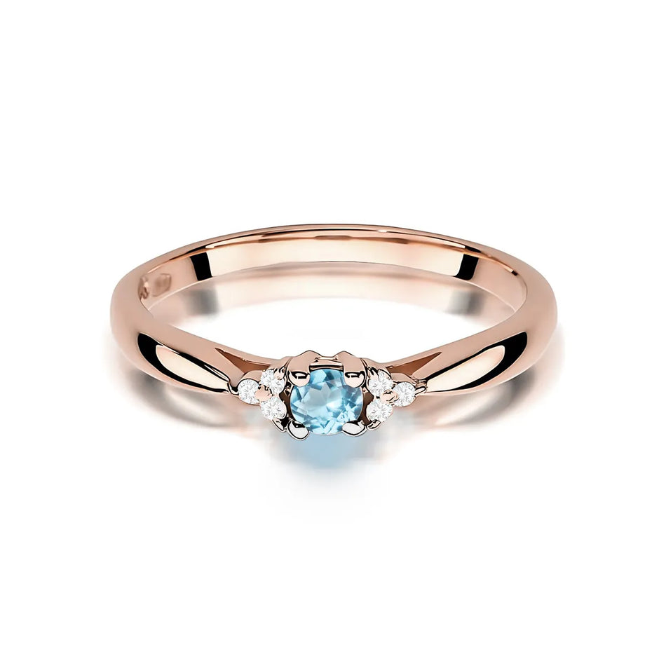 Gold Ring with 0.15ct Topaz and 0.03ct Diamonds