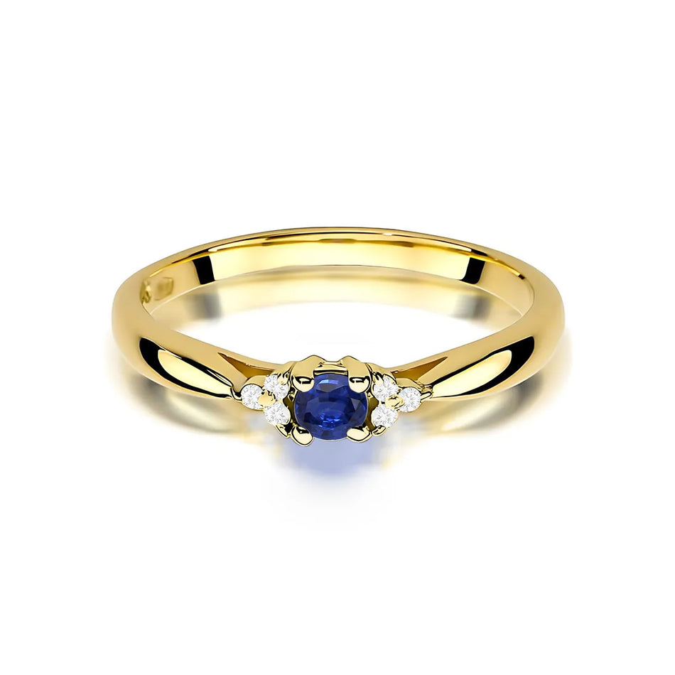 Goldring mit 0,15 ct Saphir und 0,03 ct Diamanten