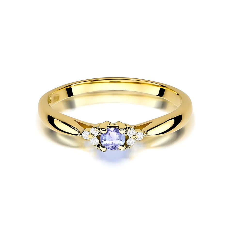 Gold Ring with 0.15ct Tansanit and 0.03ct Diamonds