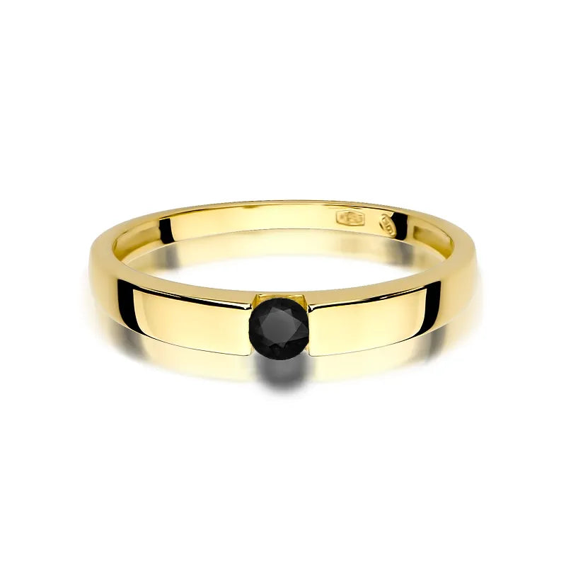 Gold Ring with 0.12ct Black diamond