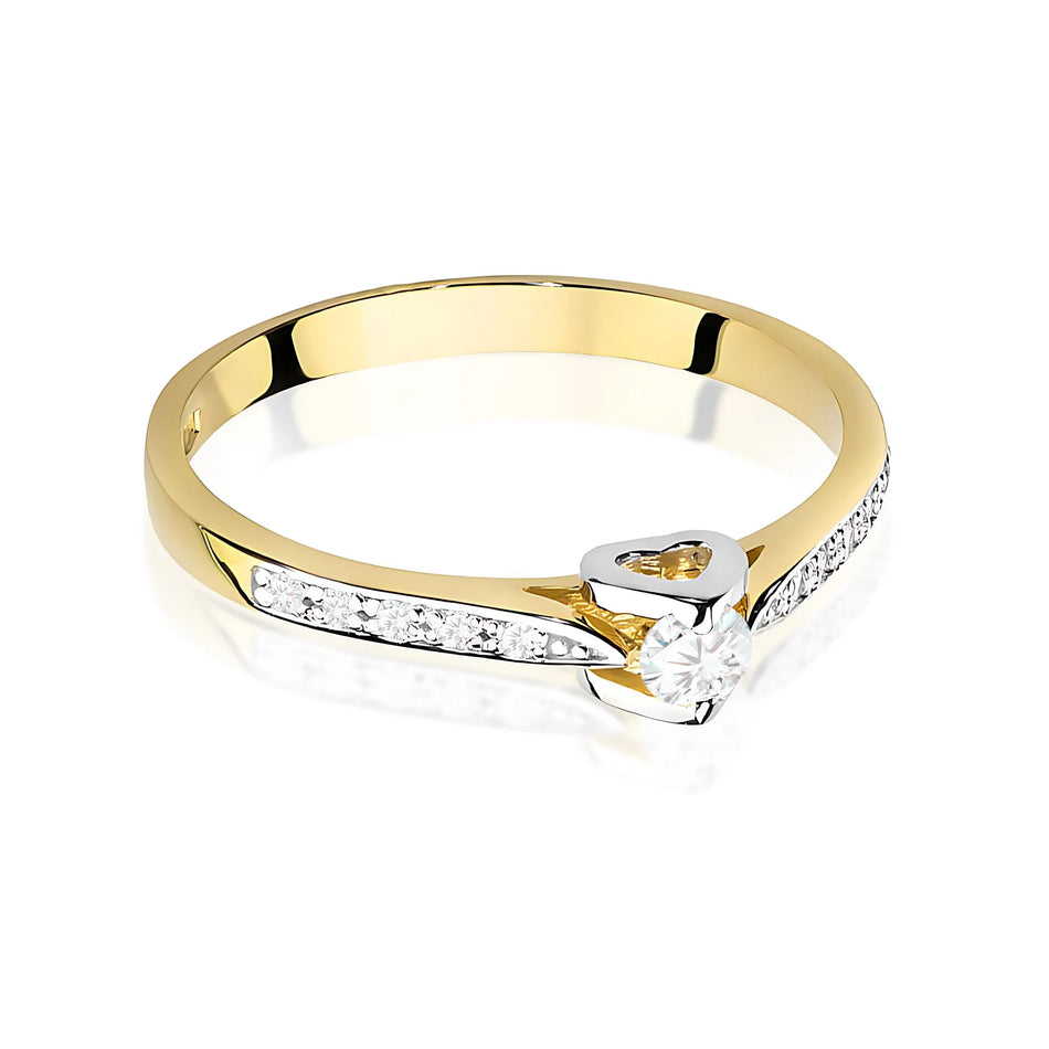 Goldring mit 0,10 ct und 0,05 ct Labor-Diamanten