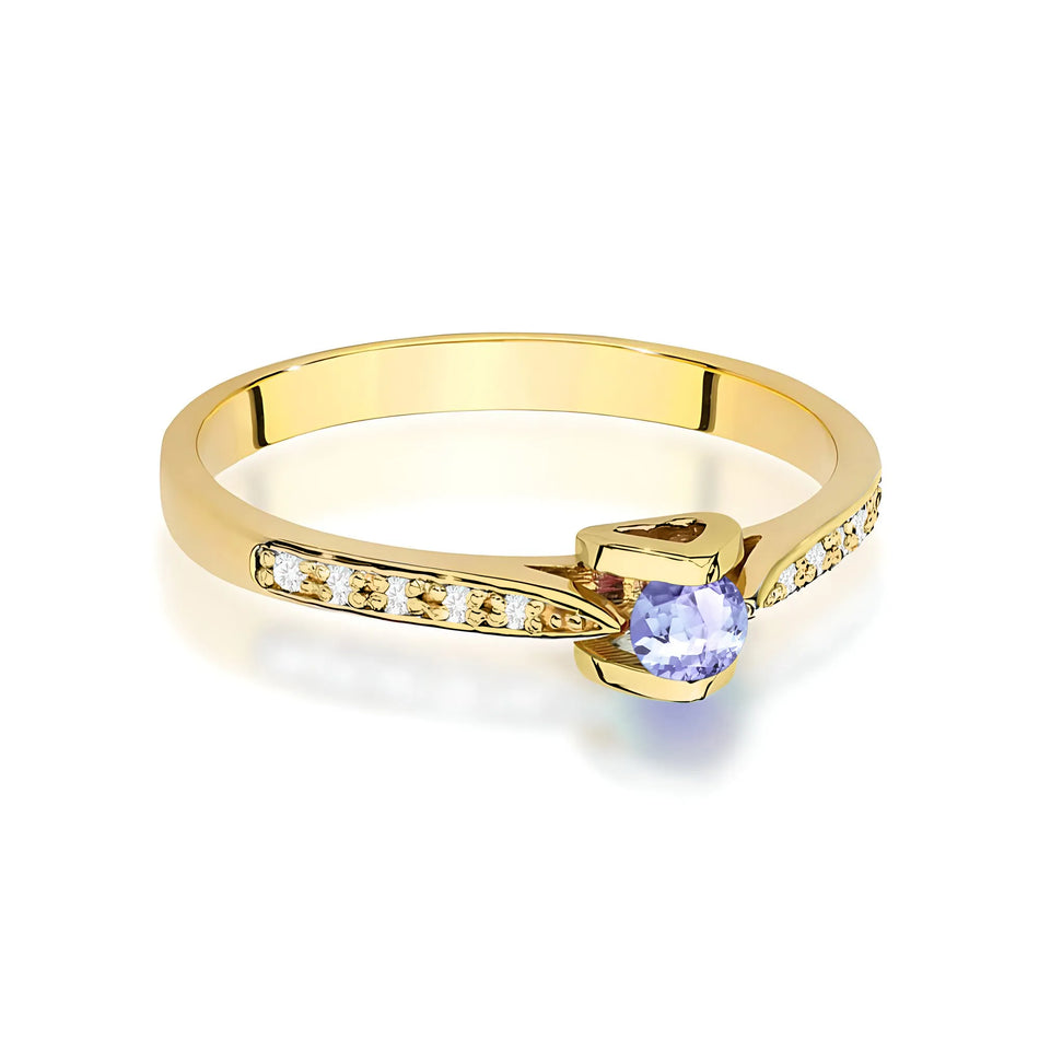 Gold Ring with 0.15ct Tansanit and 0.05ct Diamonds