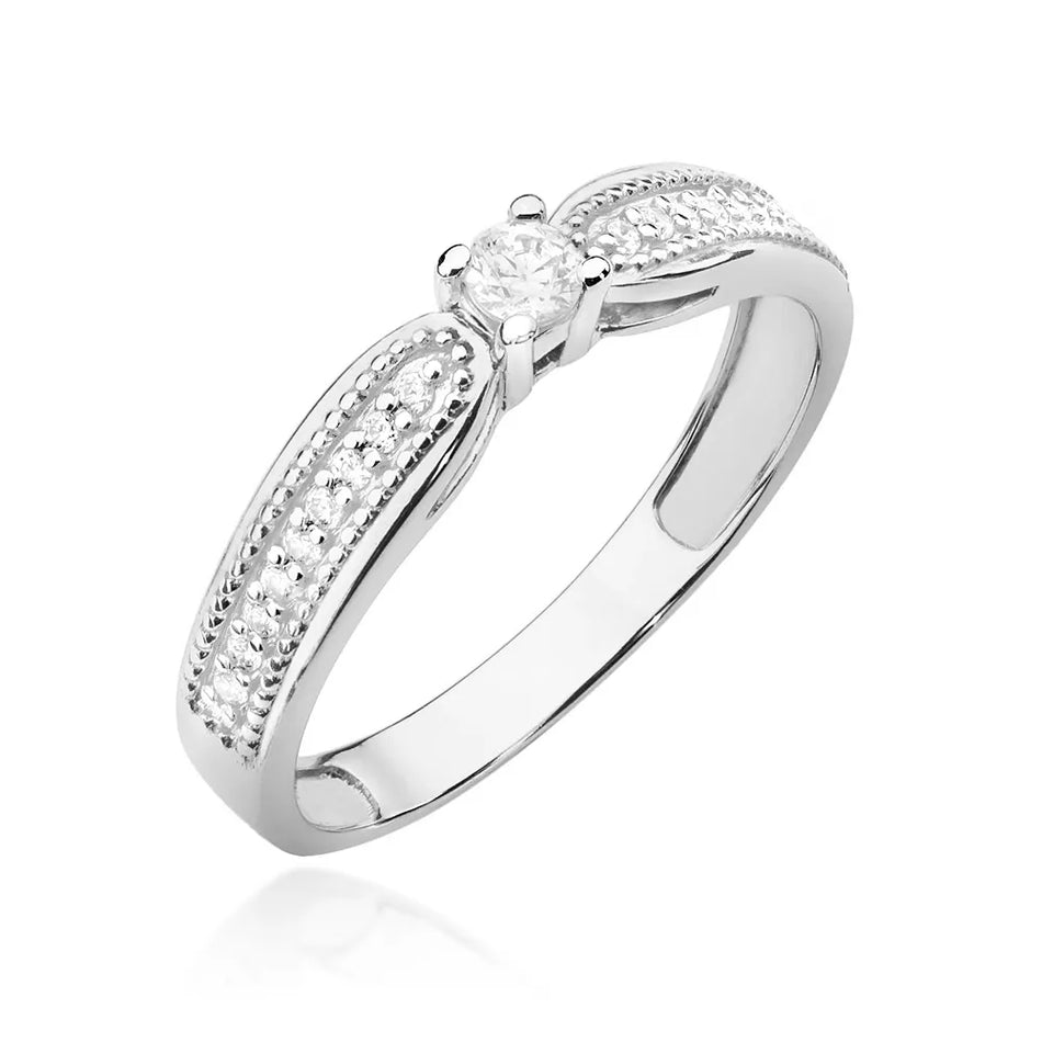 Goldring mit 0,08 ct und 0,09 ct Diamanten
