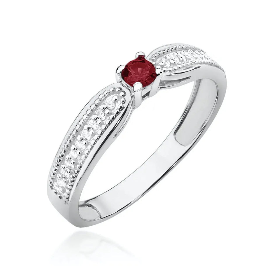 Goldring mit 0,15 ct Rubin und 0,09 ct Diamanten