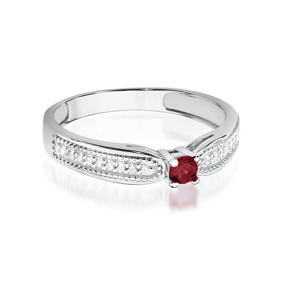 Goldring mit 0,15 ct Rubin und 0,09 ct Diamanten