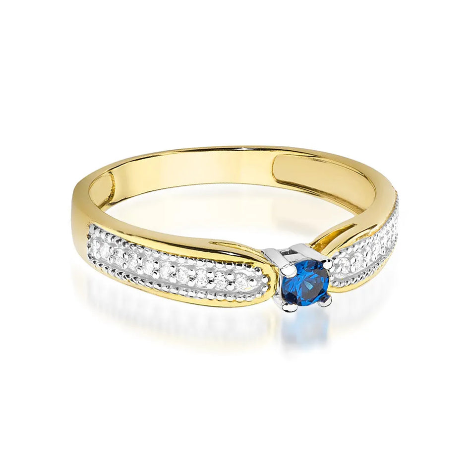 Gold Ring with 0.15ct Sapphire and 0.09ct Diamonds