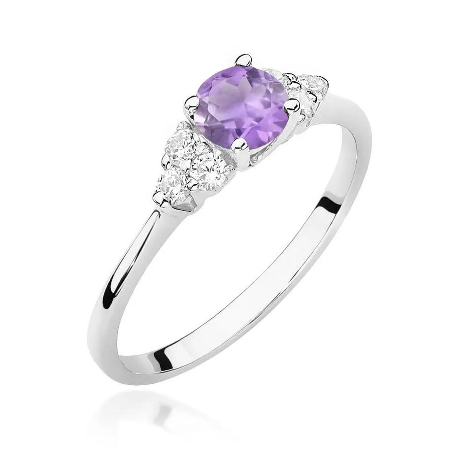 Goldring mit 0,50 ct Amethyst und 0,18 ct Diamanten