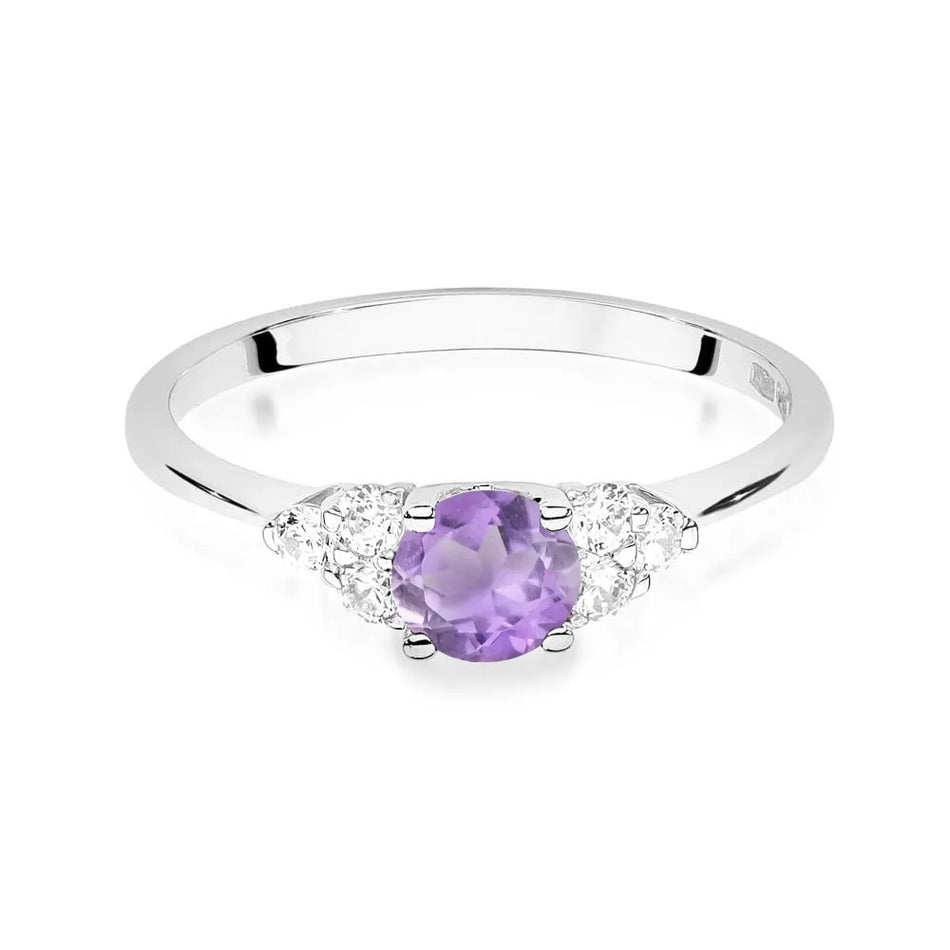 Goldring mit 0,50 ct Amethyst und 0,18 ct Diamanten