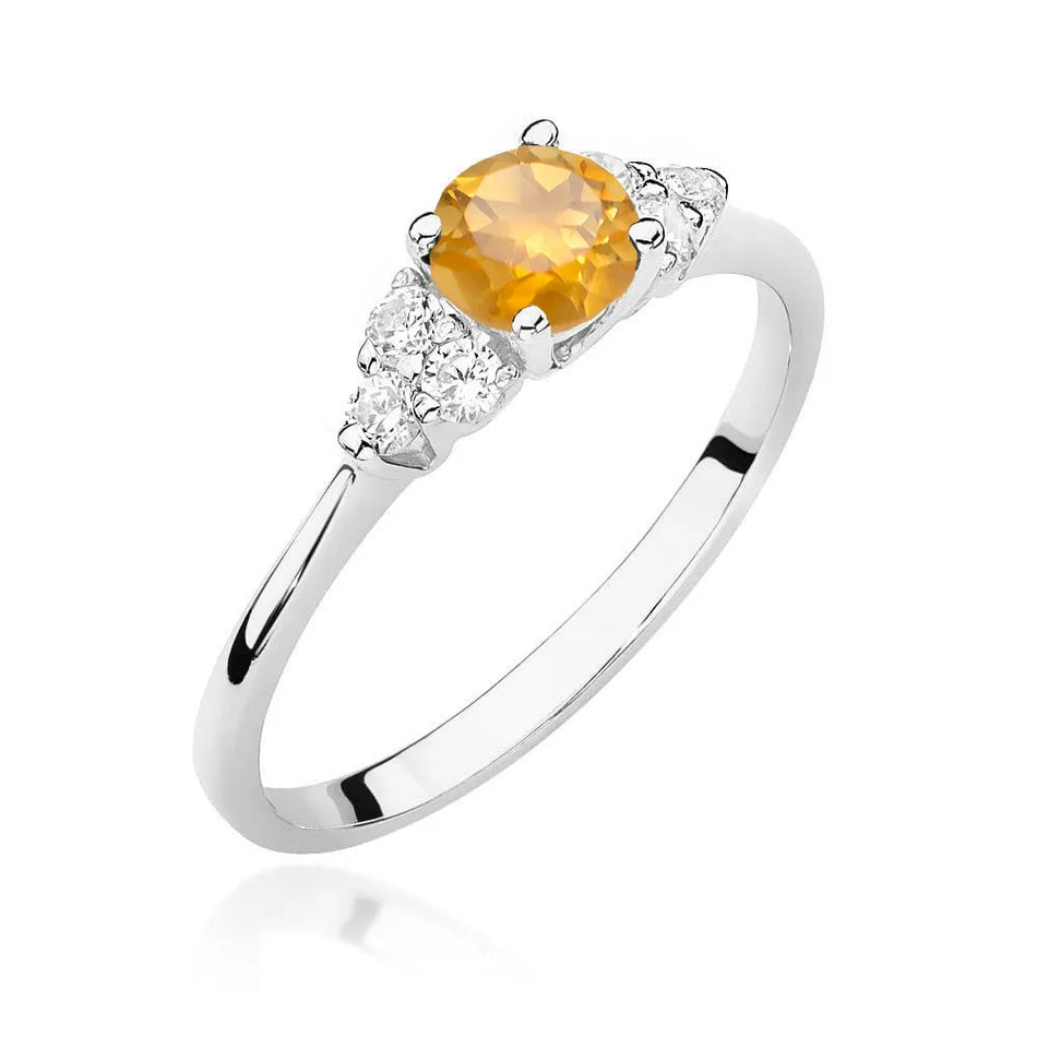Goldring mit 0,50 ct Citrin und 0,18 ct Diamanten