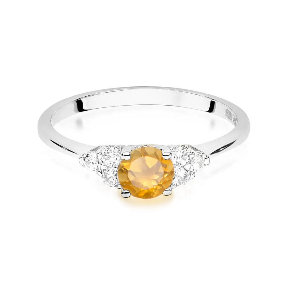 Goldring mit 0,50 ct Citrin und 0,18 ct Diamanten