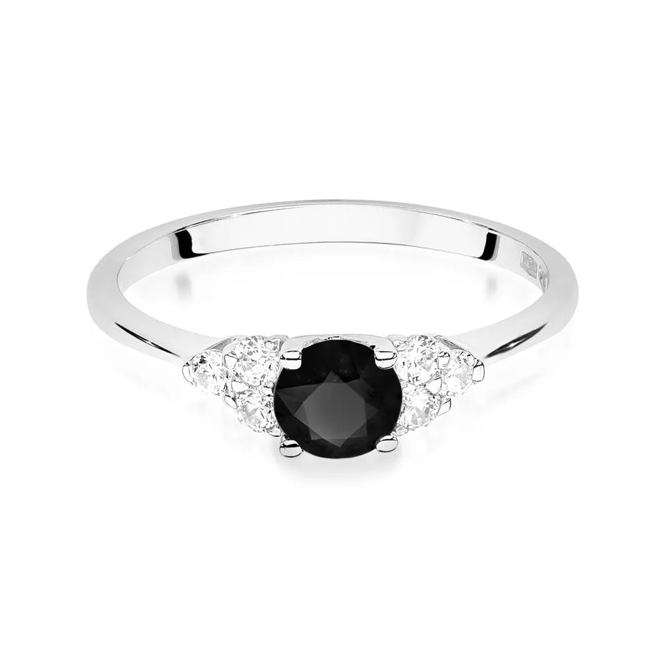 Goldring mit 0,50 ct schwarzen Diamanten und 0,18 ct Diamanten