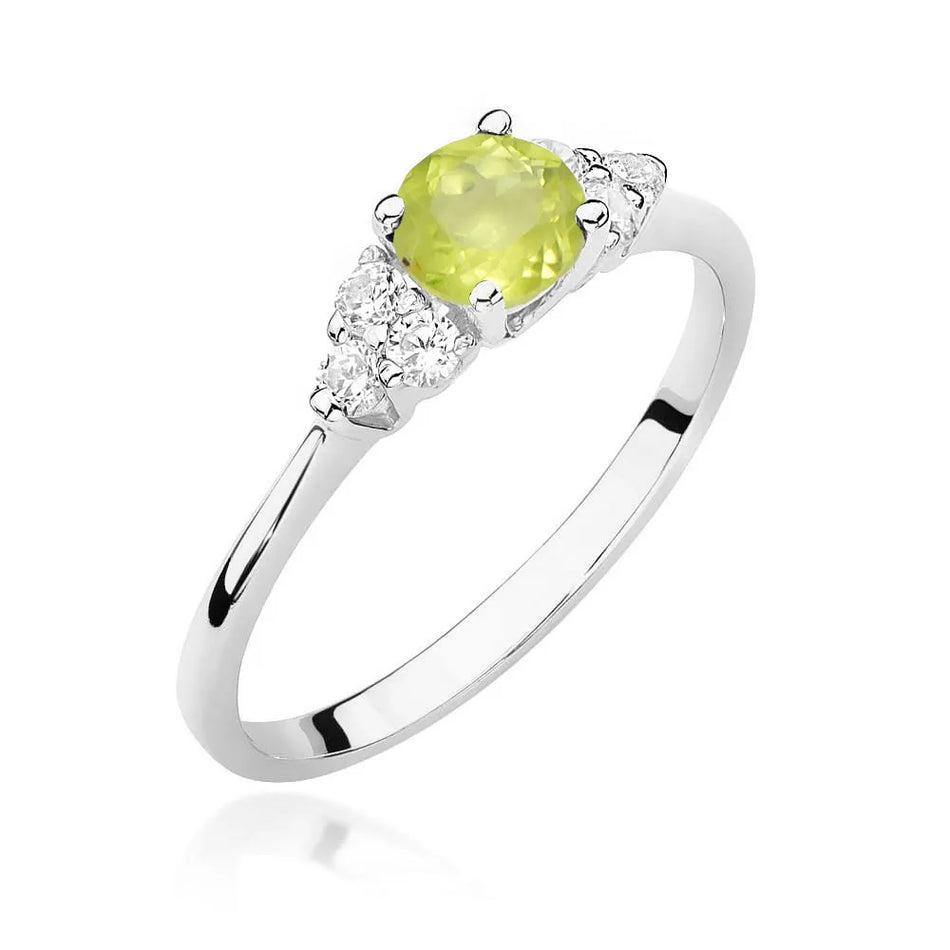 Goldring mit 0,60 ct Olivin und 0,18 ct Diamanten