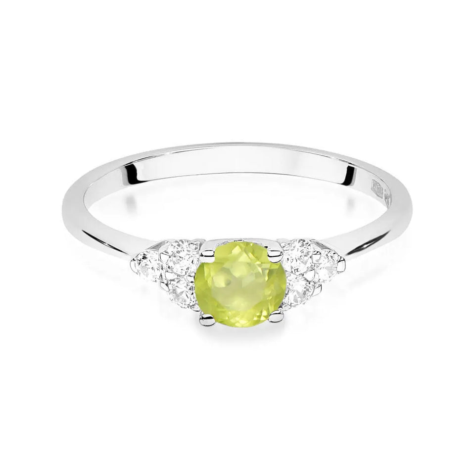Goldring mit 0,60 ct Olivin und 0,18 ct Diamanten