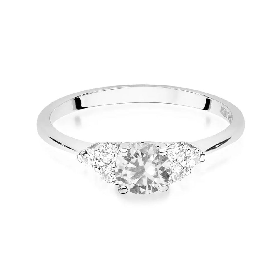 Goldring mit 0,60 ct weißem Saphir und 0,18 ct Diamanten