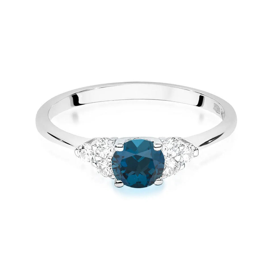 Goldring mit 0,50 ct Topas London Blue und 0,18 ct Diamanten