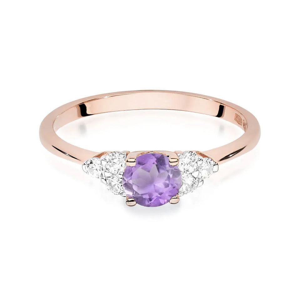 Goldring mit 0,50 ct Amethyst und 0,18 ct Diamanten