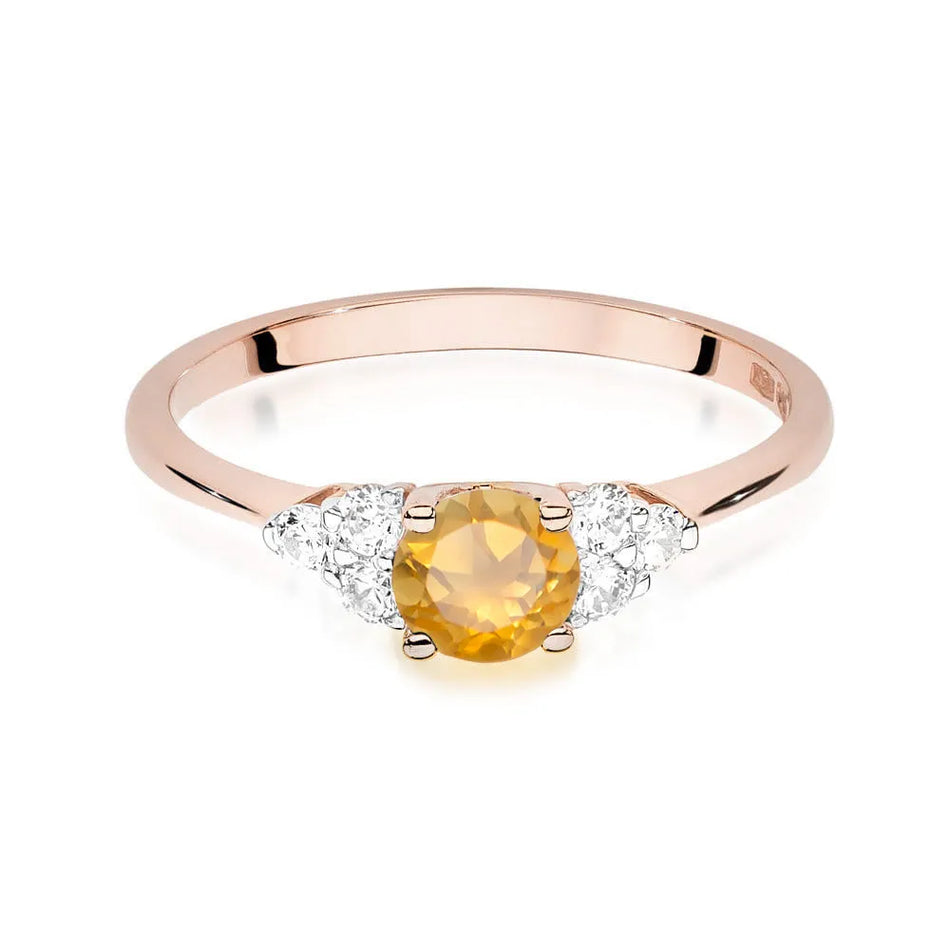 Goldring mit 0,50 ct Citrin und 0,18 ct Diamanten