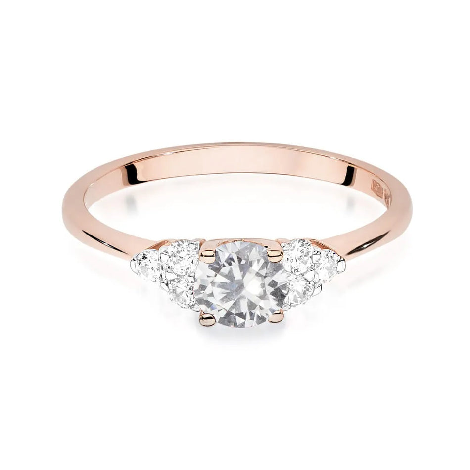 Goldring mit 0,60 ct weißem Saphir und 0,18 ct Diamanten