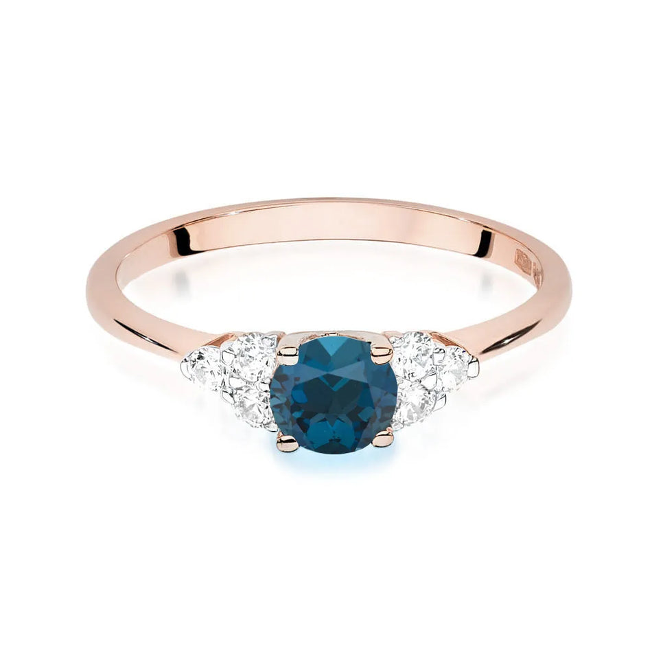 Goldring mit 0,50 ct Topas London Blue und 0,18 ct Diamanten