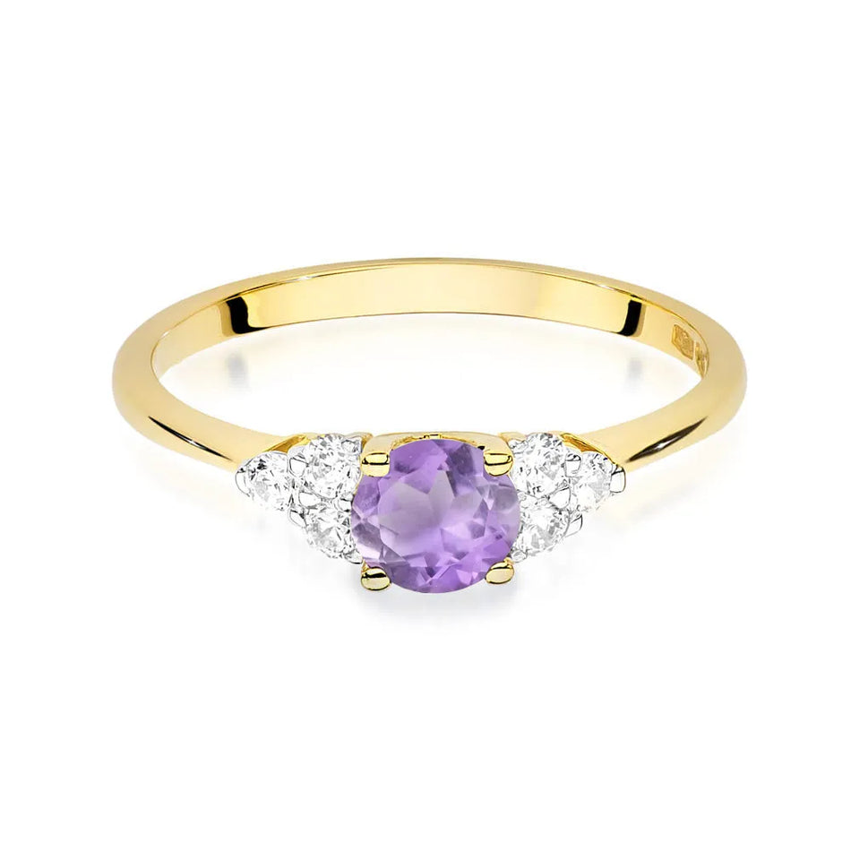 Goldring mit 0,50 ct Amethyst und 0,18 ct Diamanten
