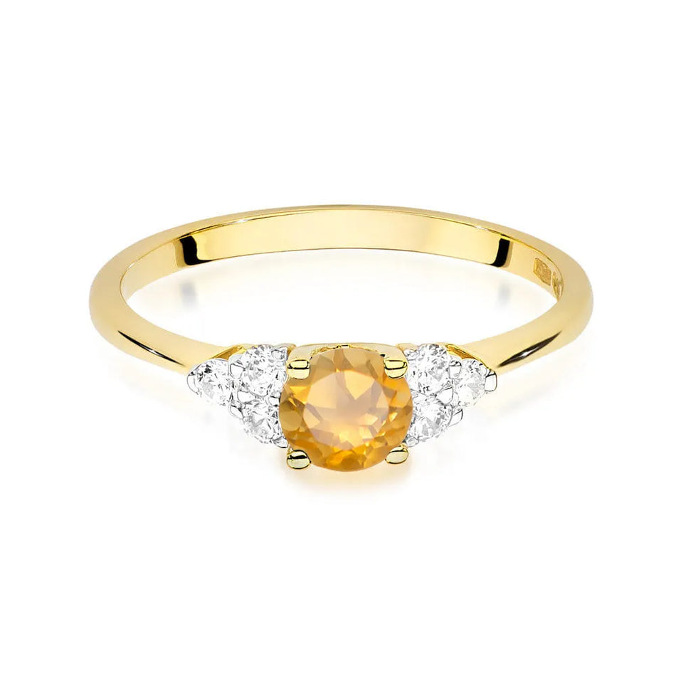Goldring mit 0,50 ct Citrin und 0,18 ct Diamanten