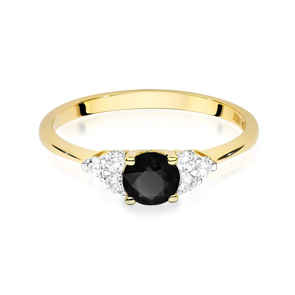 Goldring mit 0,50 ct schwarzen Diamanten und 0,18 ct Diamanten
