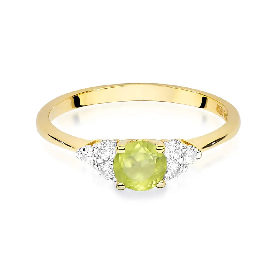 Goldring mit 0,60 ct Olivin und 0,18 ct Diamanten