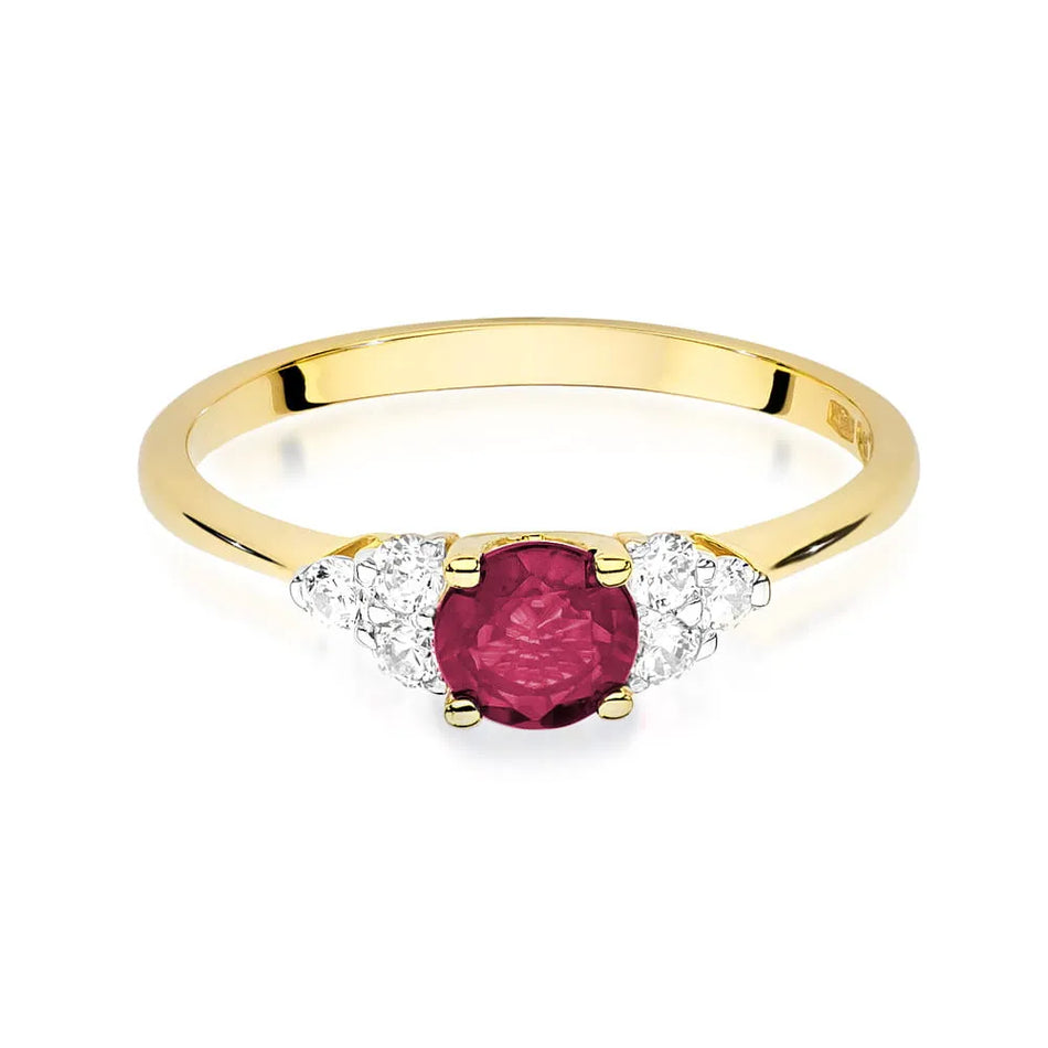 Goldring mit 0,60 ct Rubin und 0,18 ct Diamanten