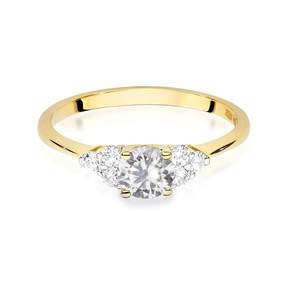 Goldring mit 0,60 ct weißem Saphir und 0,18 ct Diamanten