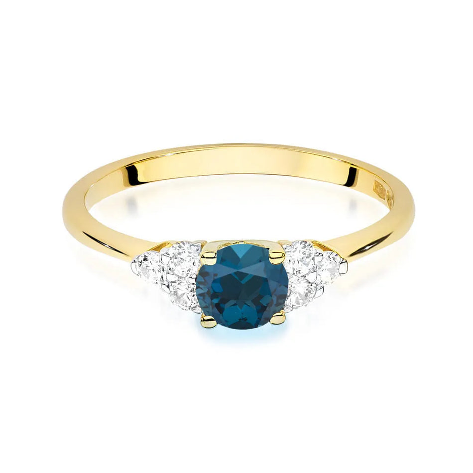 Goldring mit 0,50 ct Topas London Blue und 0,18 ct Diamanten
