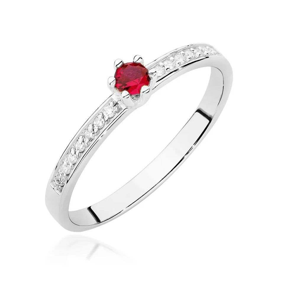 Gold Ring with 0.15ct Ruby and 0.07ct Diamonds