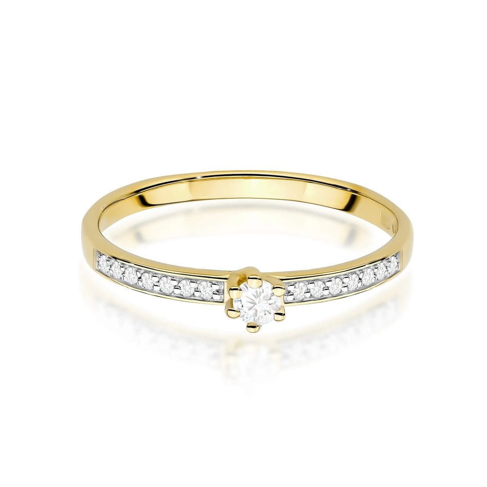 Gold Ring with 0.10ct and 0.07ct Lab-Diamonds