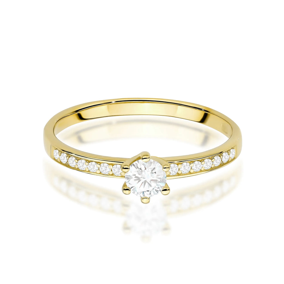 Gold Ring with 0.25ct and 0.12ct Lab-Diamonds