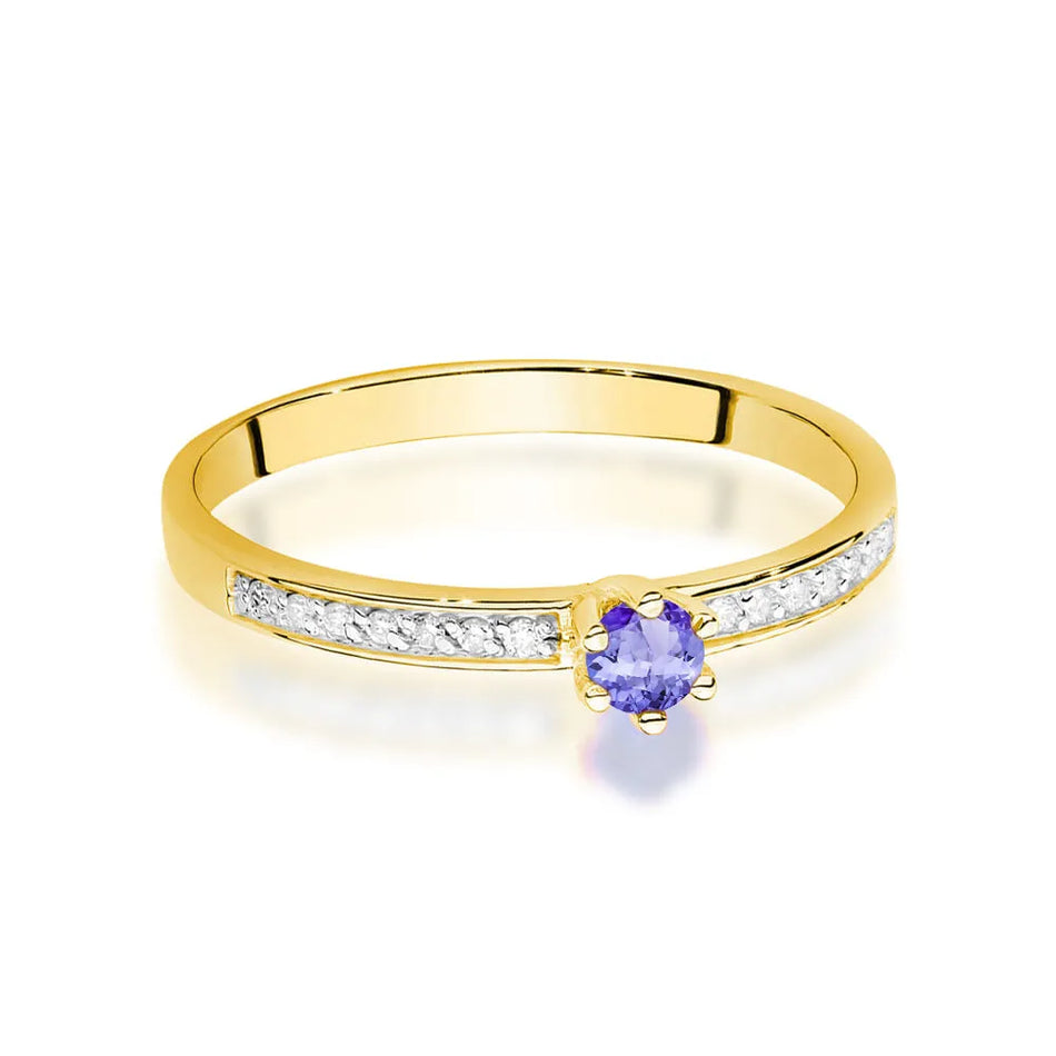 Gold Ring with 0.15ct Tansanit and 0.07ct Diamonds