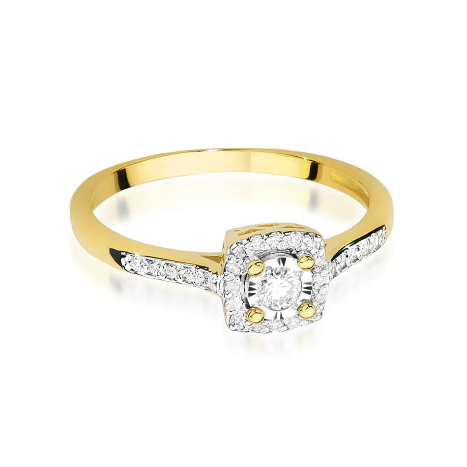 Goldring mit 0,08 ct und 0,13 ct Diamanten