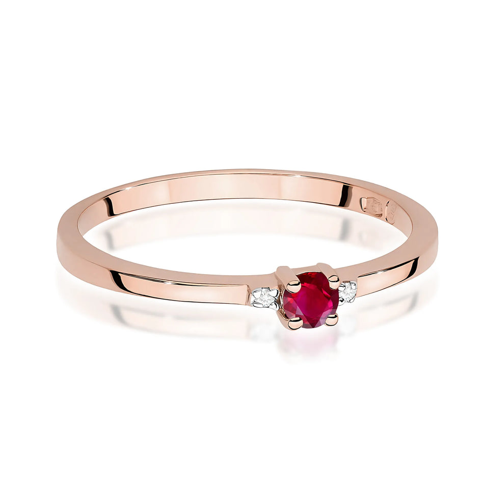 Gold Ring with 0.15ct Ruby and 0.01ct Diamonds