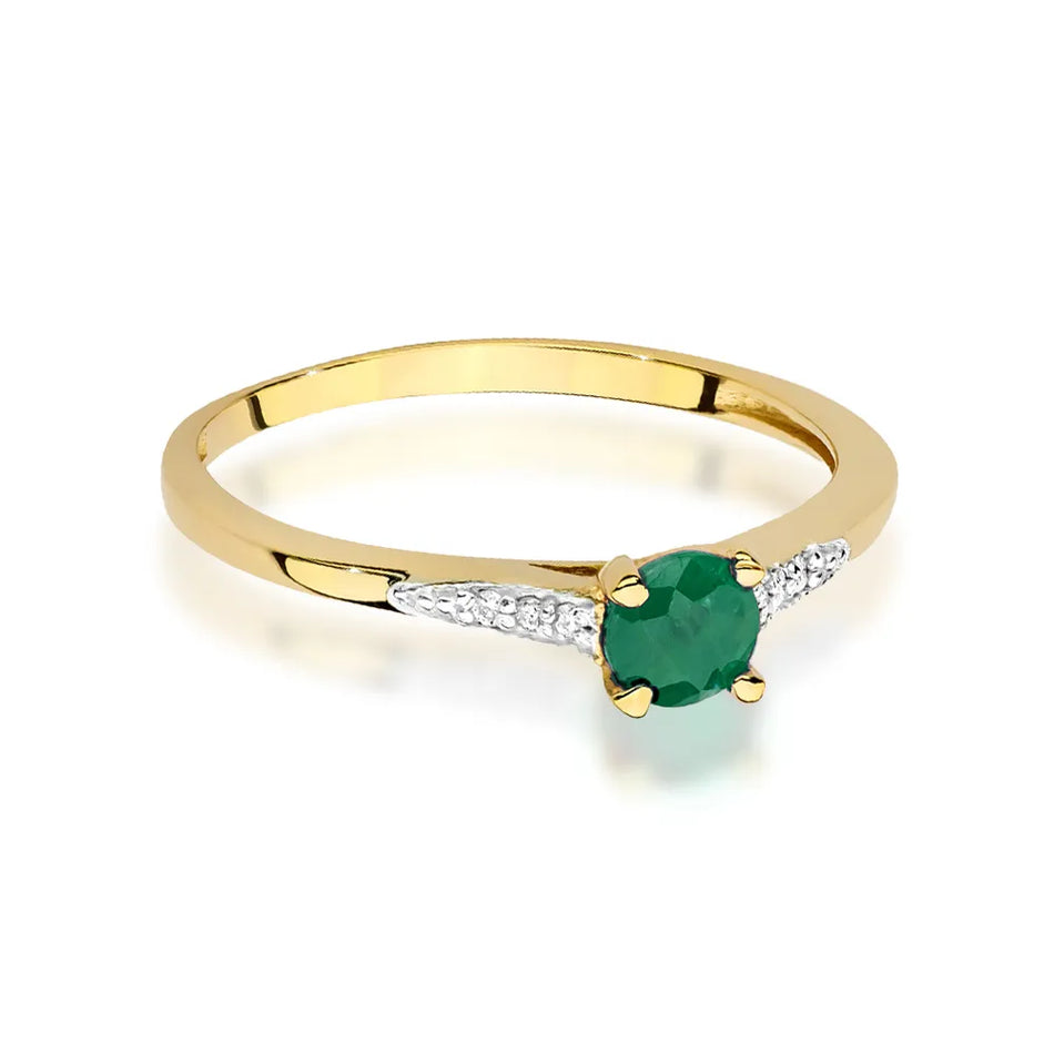 Gold Ring with 0.30ct Emerald and 0.03ct Diamonds