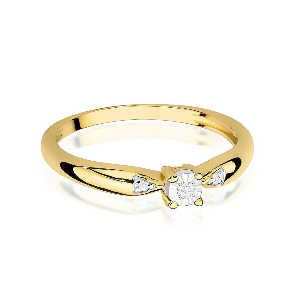 Gold Ring with 0.02ct and 0.01ct Diamonds