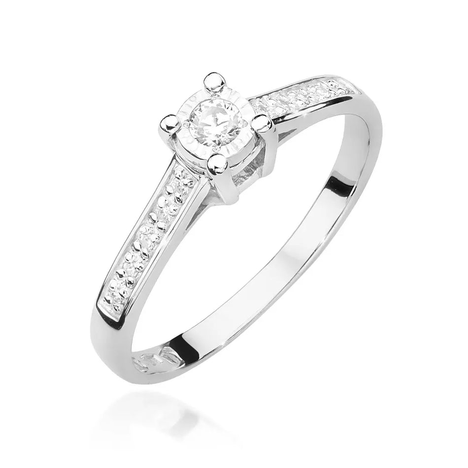 Goldring mit 0,08 ct und 0,05 ct Diamanten