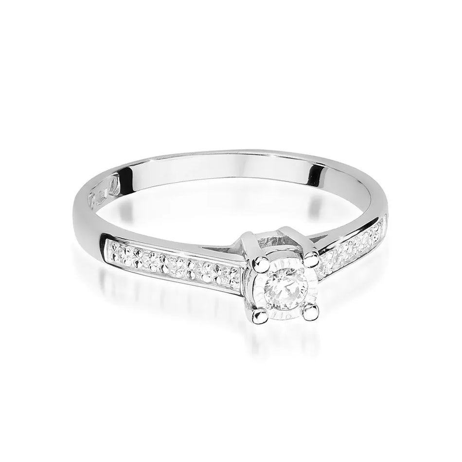 Goldring mit 0,08 ct und 0,05 ct Diamanten