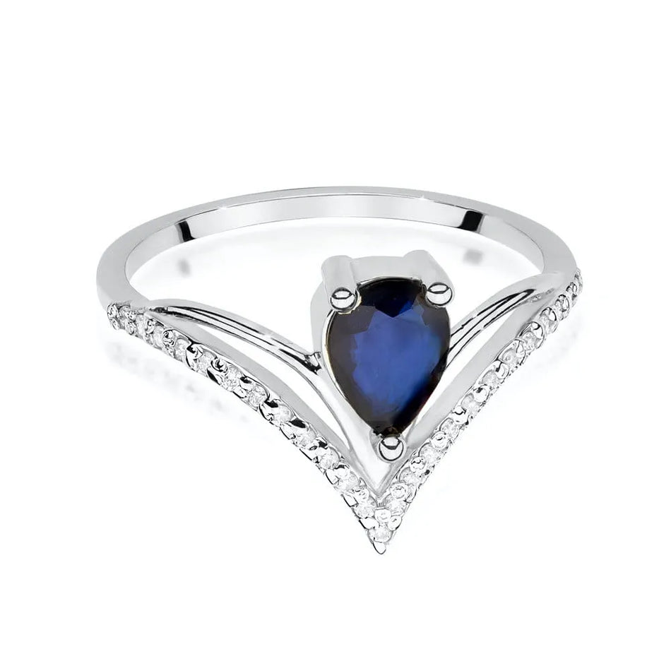 Goldring mit 0,60 ct Saphir und 0,125 ct Diamanten