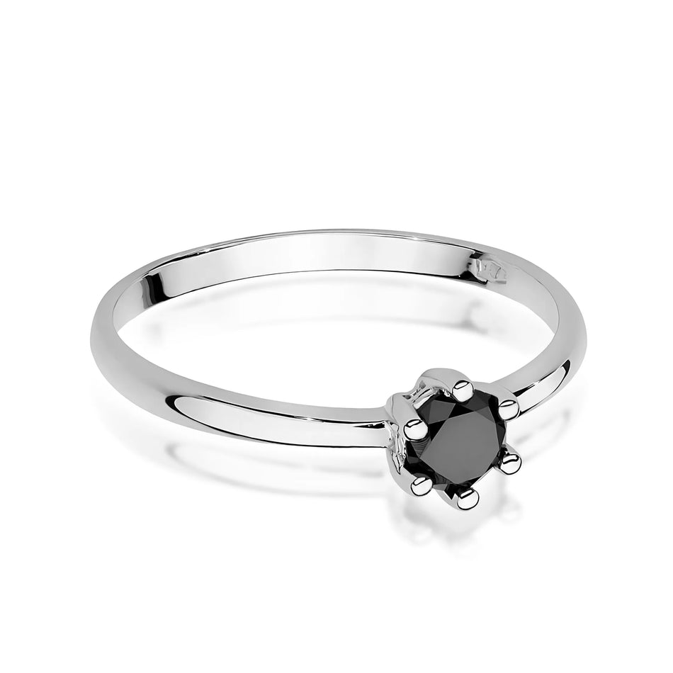 Gold Ring with 0.30ct Black Diamond