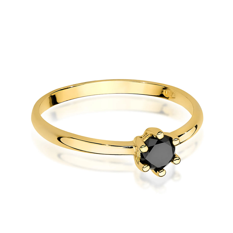Gold Ring with 0.30ct Black Diamond